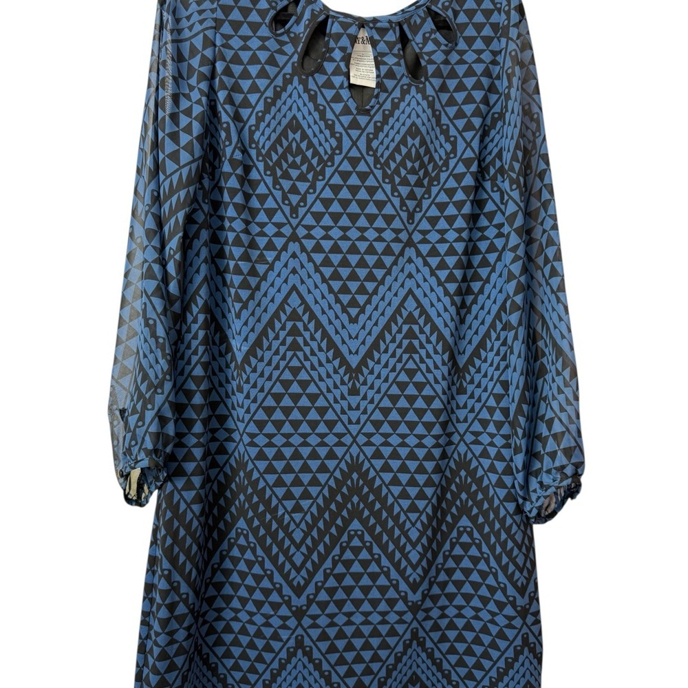 Danny & Nicole Blue and Black Patterned Dress